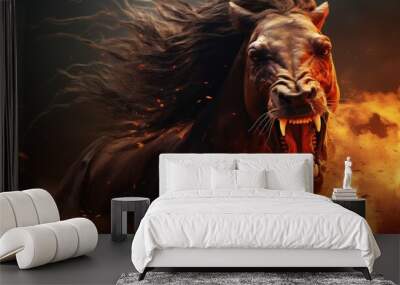 angry monster horse background wallpaper AI generated image Wall mural