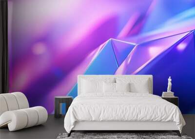 Background geometric vibrant abstract metallic glossy purple blue combination wallpaper AI generated image Wall mural