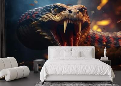 big angry snake background image wallpaper ai generated Wall mural