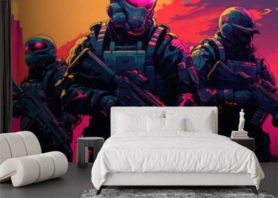 futuristic abstract Conflict modern army background wallpaper ai generated image Wall mural