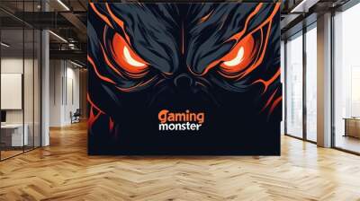 Illustration eyes monster gaming text ''gaming monster'' modern mascot design background wallpaper AI generated image Wall mural