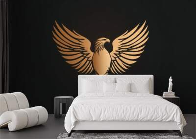 Illustration golden bird eagle wide wings mascot logo background wallpaper AI generated image Wall mural