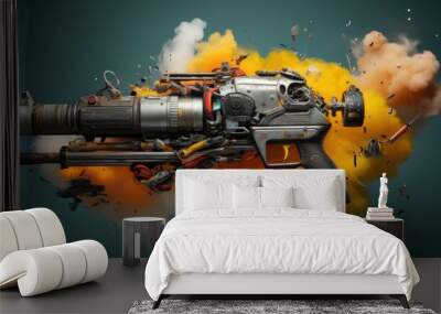 modern weapons of destruction background wallpaper AI generated image Wall mural