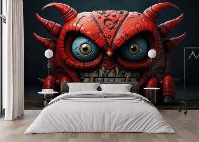 monster character faces background wallpaper ai generated image Wall mural