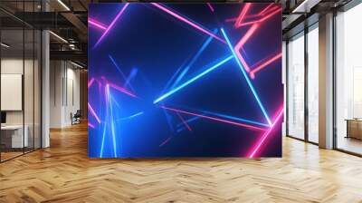 Neon gaming geometric abstract glowing cyberpunk style banner for advertising and promotion background wallpaper AI generated image Wall mural