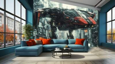 Robot airplane car technology cyberpunk machine background wallpaper AI generated image Wall mural