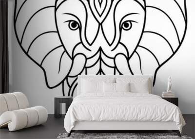 Elephant Face Mandala Coloring Page for adult and kids Wall mural