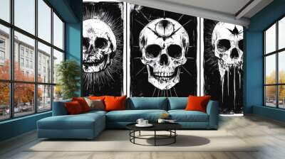 Three Skulls Graphic Illustration Wall mural