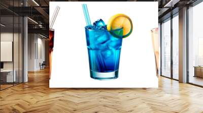 Set of PNG Images of Cuba Libre, Baileys, and Blue Curaçao Cocktails Isolated on Transparent Backgrounds Wall mural