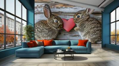 two rabbits on the ground Wall mural