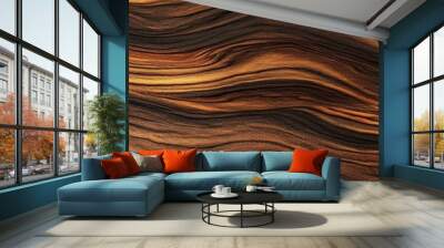 Exotic zebrano wood with bold, dark stripes, suitable for unique luxury furniture, luxury wood texture, exotic elegance Wall mural