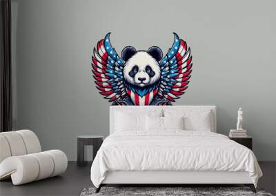 panda with big wings american vector flat design Wall mural