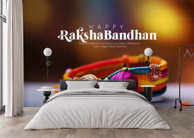 Happy Raksha Bandhan Indian Festival Celebration, ai generated Wall mural