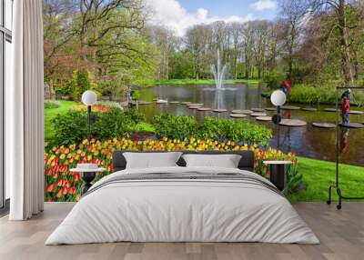 Beautiful spring park Keukenhof. Lisse, Netherlands. Wall mural