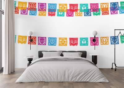 Paper art flags dead festival moving paper Mexican_ Hanging decoration_transparent background_style B_(paper art by AI, composed by human)	 Wall mural