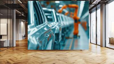 Automated Production Line with Robotic Arms Wall mural