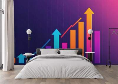 business graph with arrow Wall mural