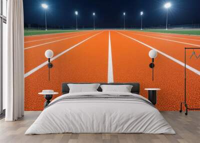 Nighttime Stadium Track and Field Setup Wall mural