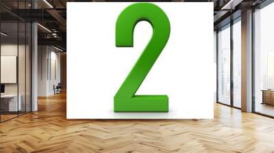 2 two number sign symbol icon 3d green isolated second render graphic Wall mural