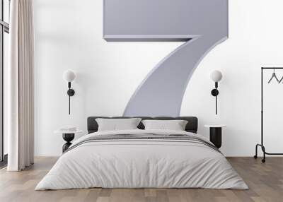 7 number seven 3d silver sixth Wall mural