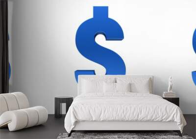 dollar sign 3d symbol icon blue Wall mural