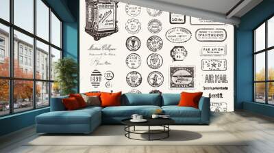 large collection of postage stamps and design elements Wall mural