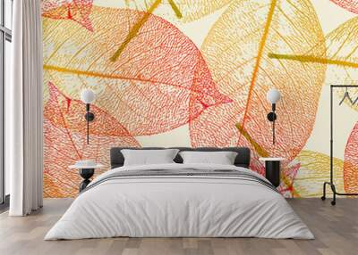 seamlessly tiling autumn leaves pattern Wall mural