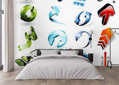 vector icons: 3d arrows (set 2) Wall mural