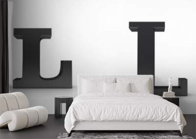 L letter black sign 3d alphabet text capital letter isolated on white Wall mural