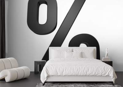 percent sign discount symbol sale icon 3d black isolated on white background Wall mural