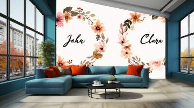 Terracota Warm Watercolor Wreath Vector Set Wall mural