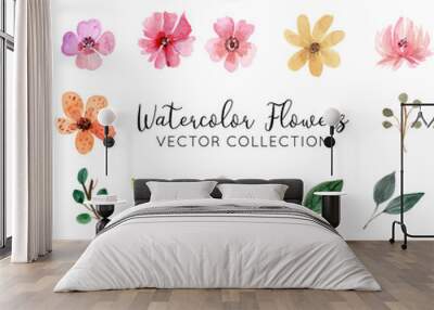 Watercolor Flowers Vector Collection Wall mural