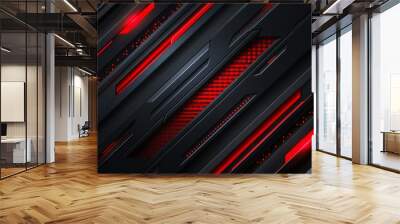 Abstract Red and Black Geometric Background Wall mural