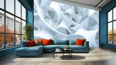 Abstract image  geometric background with white shapes  three dimensional effect Wall mural