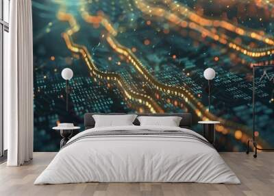 Blockchain and technology abstract background with network concept illustration. Wall mural