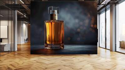 Luxury mens perfume bottle on dark background with space. Wall mural