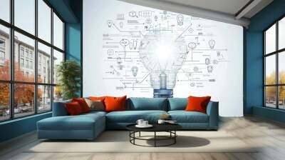 Modern design template with creative light bulb idea infographic. Wall mural