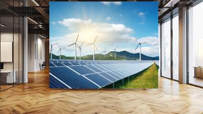 Panel climate energy power sky ecological renewable electricity photovoltaic windmill solar
 Wall mural