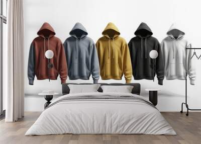 Set of hoodies and sweatshirts on white background Wall mural