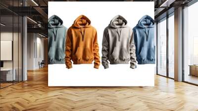 Set of hoodies and sweatshirts on white background Wall mural