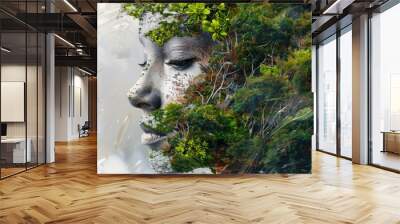 woman in forest  Wall mural