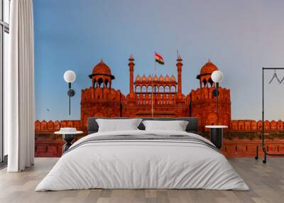 Red Fort is a historic fort UNESCO world Heritage Site at Delhi. On Independence day, the Prime Minister hoists Indian flag at main gate of fort & delivers nationally broadcast speech from its rampart Wall mural