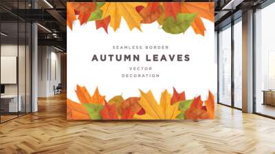 Beautiful autumn leaves decorative seamless border frame vector template
 Wall mural