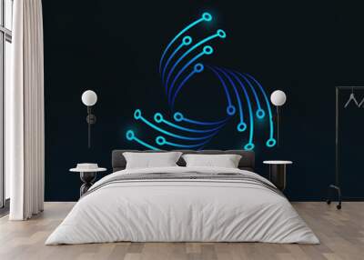 futuristic abstract tech circuit board logo template Wall mural