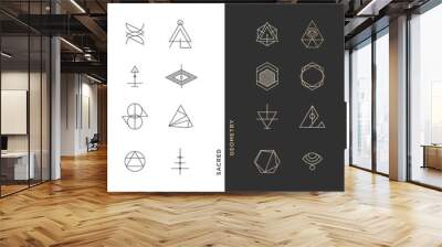 Set of abstract sacred geometry symbol vector elements template, clean minimal geometric logo collection Wall mural