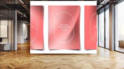 Set of elegant silky smooth pinkish red abstract fabric shape cover, poster, wallpaper design template Wall mural