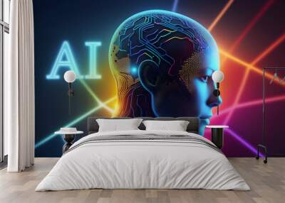 AI future technology concept robotic  science bokeh background

 Wall mural