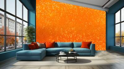 orange glitter texture, covering the entire frame, creating a bright and energetic surface with vibrant orange hues and continuous glitter throughout. Wall mural