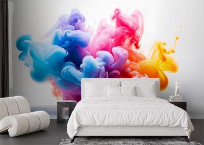 Vibrant and Colorful Smoke and Gases Isolated on a  white Background
 Wall mural