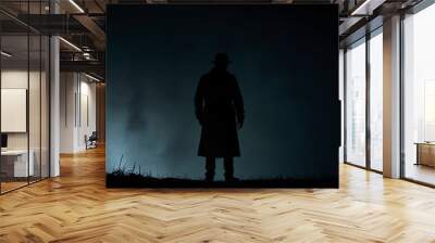 Silhouette of a Mysterious Figure Standing in the Dark Wall mural